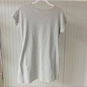 LUMIERE T-shirt Dress Grey + White Stripe Crewneck